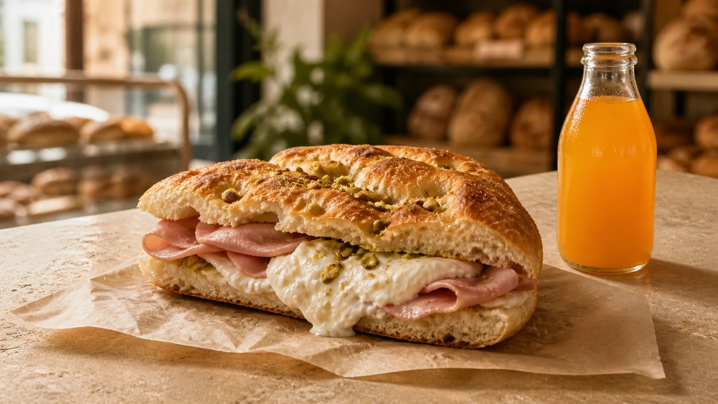 Esempio dimostrativo di una focaccia farcita con bibita